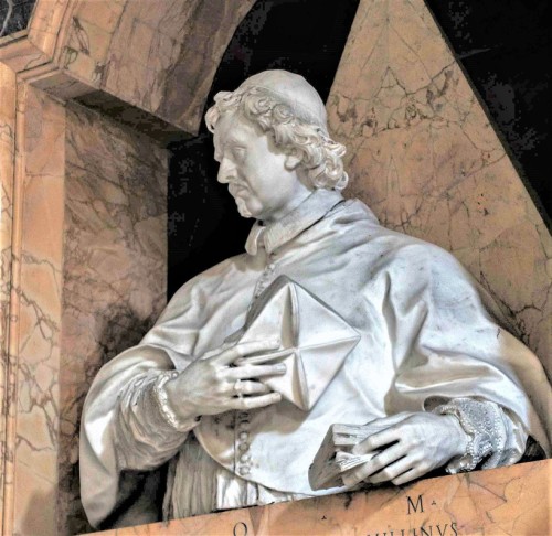 Church of Santa Maria del Popolo, Mellini Chapel, funerary bust of cardinal Mellini, fragment