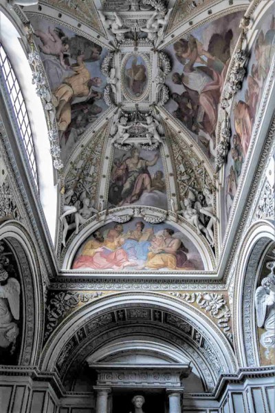 Basilica of Santa Maria del Popolo, Theodoli Chapel, mannerist decoration of the vault, Giulio Mazzoni, mid-XVI century