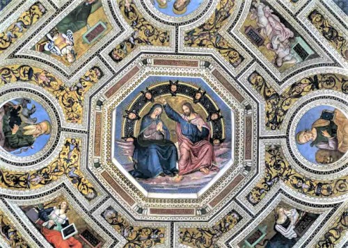 Basilica of Santa Maria del Popolo, vault of the church apse, frescoes by Pinturicchio, Coronation of the Virgin