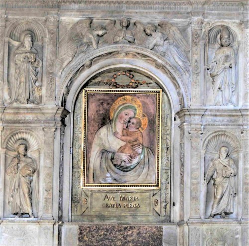 Basilica of Santa Maria del Popolo, sacristy, Andrea Bregno altar, foundation of Cardinal Rodrigo Borgia