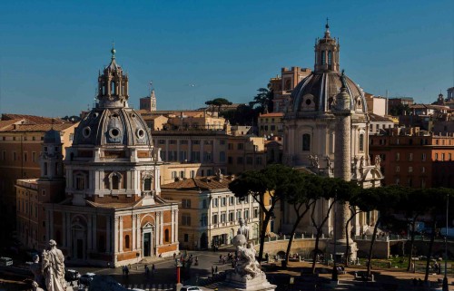 Church of Santa Maria di Loreto, (on the left) and the Church of Santissimo Nome di Maria (on the right) view from the terrace of the Altar of the Fatherland