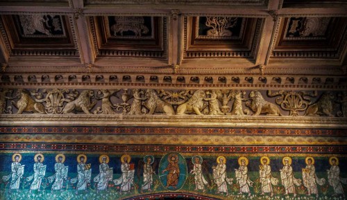 Basilica of Santa Maria in Domnica, mosaic frieze at the base of the apse