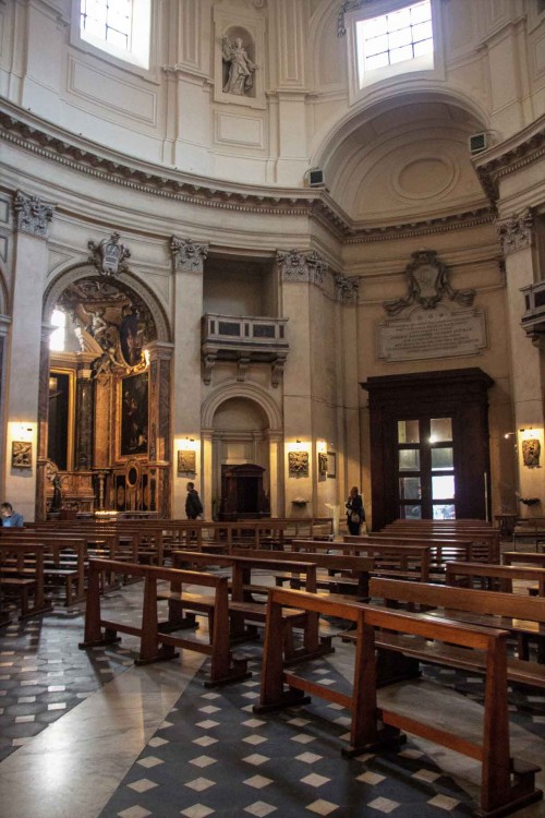 Church of Santa Maria in Montesanto, above the enterance plaque commemorating the foundation of Cardinal Girolamo Gastaldi