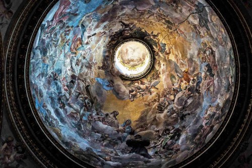 Church of San Nicola da Tolentino, Apotheosis of St. Nicholas of Tolentino, frescoes in the dome, XVII century