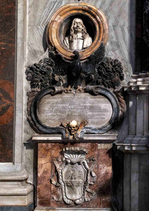 San Nicola da Tolentino, tombstone of Giuseppe Orega, right transept of the church