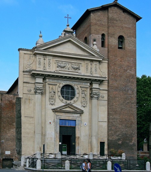 Basilica of San Nicola in Carcere, church façade completed in 1599, Giacomo della Porta