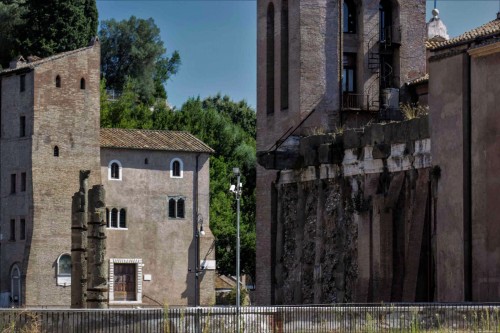 Basilica of San Nicola in Carcere, northern side of the church, columns of the old Temple of Janus