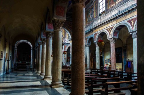 Basilica of San Nicola in Cercere, view of the church interior