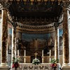 Basilica of San Nicola in Carcere, baldachin and paintings of the apse from the XIX century