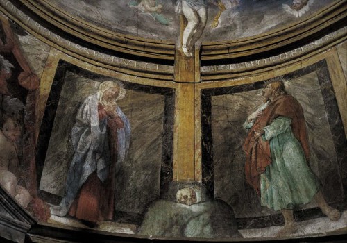 Church of San Pietro in Montorio, Chapel of the Crucifixion, lower part of the fresco Virgin Mary with St. John under the Cross