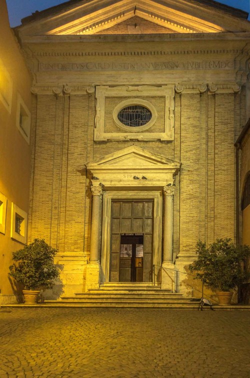 Church of Santa Prisca, church façade and courtyard which was previously part of the church