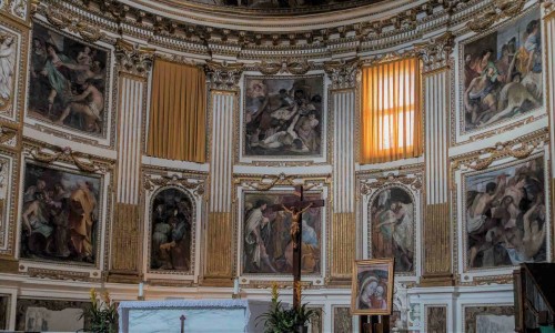 Basilica of Santi Quattro Coronati, apse with paintings depicting the martyrdom of the church patrons