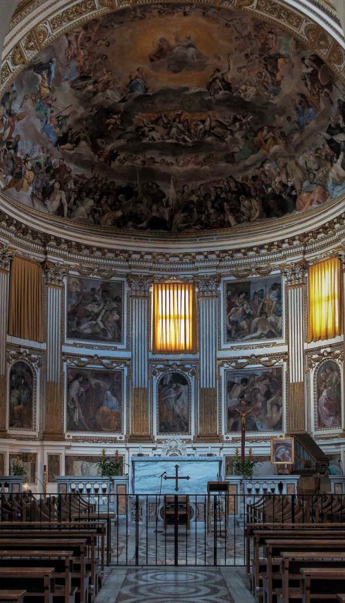 Basilica of Santi Quattro Coronati, view of the apse from the IV century, painting decorations from the XVII century