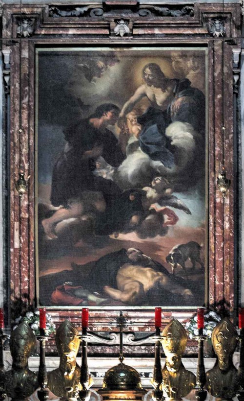 Church of San Rocco, main altar, The Apotheosis of St. Roch, Giacinto Brandi