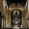 Basilica of San Saba, main nave, open roof truss and Cosmati floor