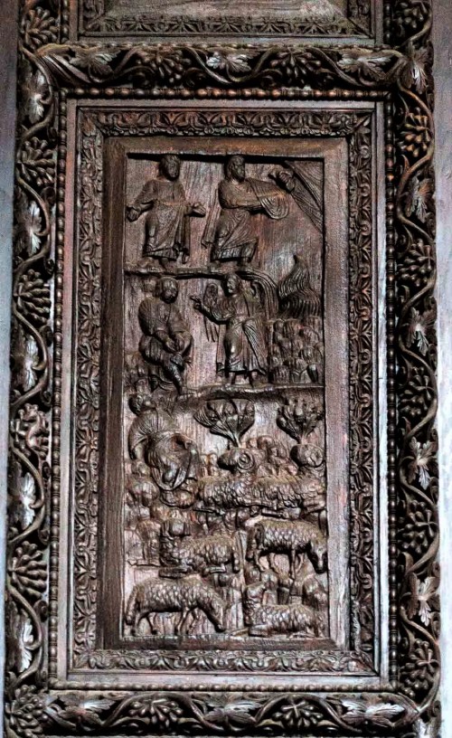 Basilica of Santa Sabina, cypress door from the V century - God Appearing to Moses on Mount Horeb, Burning Bush and Moses Tending Sheep