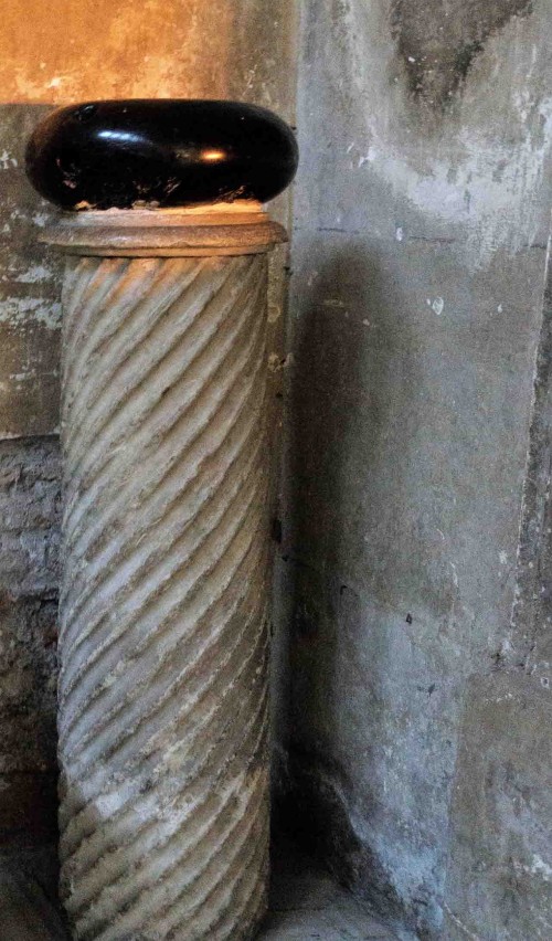 Basilica of Santa Sabina, stone weight from ancient times, according to a legend the stone with which Satan wanted to kill St. Dominic