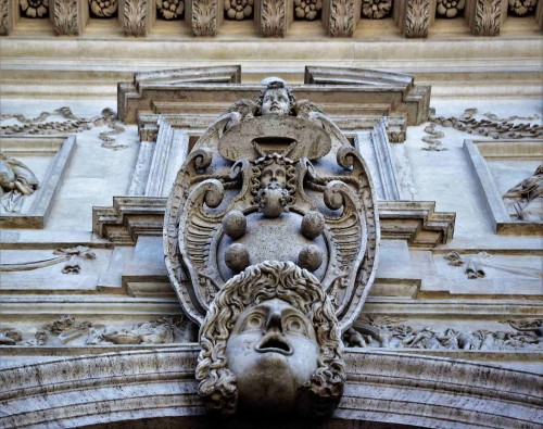 Coat of arms of the de Medici family on the façade of the de Medici casino, Villa Medici