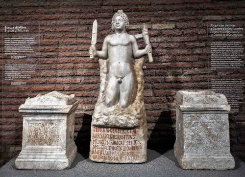 Altars and a statue from the sanctuary in the underground of the Church of San Stefano Rotondo, Museo Nazionale Romano, Palazzo Massimo alle Terme