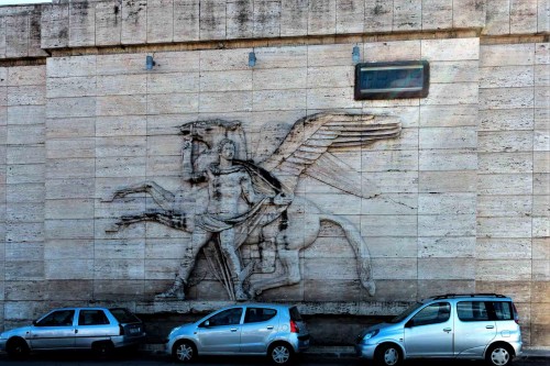 The Roma Ostiense Railway Station, façade decoration, fragment