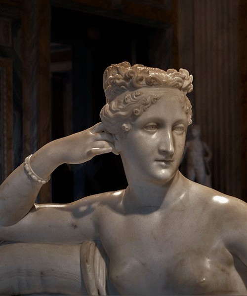 Pauline Borghese as the Venus Victrix, fragment, Antonio Canova, Galleria Borghese