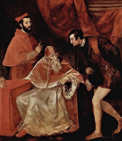 Portrait of Paul III with grandsons/nepots, Titian, pic. WIKIPEDIA