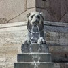 Piazza del Popolo, one of the lions adorning the Flaminio Obelisk