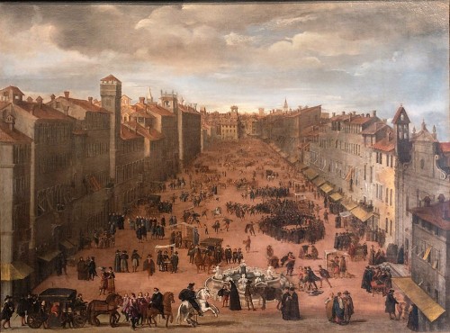 Piazza Navona, widok placu przed powstaniem fontanny Czterech Rzek, Museo di Roma, Palazzo Braschi