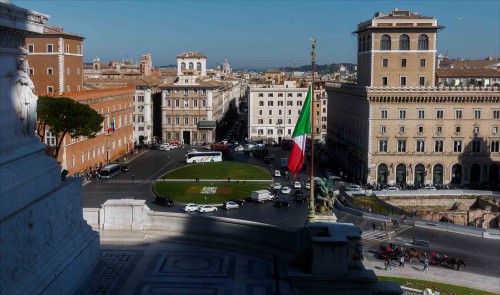 Piazza Venezia seen from the terrace of the Altar of the Fatherland