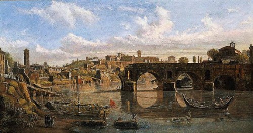 Ponte Rotto, Vanvitelli (Gaspar van Wittel), 1680, widok mostu z  XVII w., kolekcja prywatna, zdj. Wikipedia