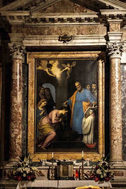 St. Prisca Baptized by St. Peter, painting in the main altar of the Church of Santa Prisca