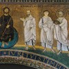 Mosaic on the triumphal arch of the Church of San Lorenzo fuori le mura. St. Stephen on the right