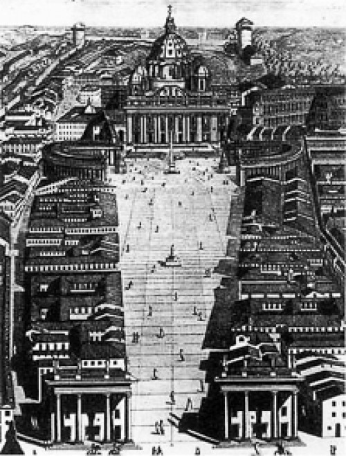 Concept of the opening of St. Peter’s Basilica from 1776, pic. Wikipedia, author Cosimo Morelli