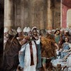 The Burning of Aryan Texts at the Council of Nicaea, fresco by Carlo Mannoni, Baptistery of San Giovanni in Laterano