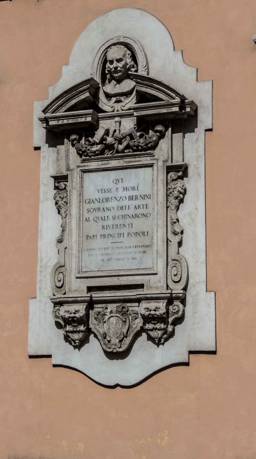 Plaque commemorating the house in which Bernini lived (next to the Church of Sant’Andrea delle Fratte)