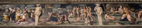 Villa Farnesina, Sala delle Prospettive, frieze with mythological scenes (Paruzzi)