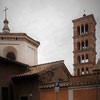 Basilica of Santa Pudenziana seen from via Cesare Balbo, top of the dome and the bell tower