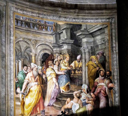 Basilica of San Pietro in Vincoli, apse paintings - Empress Aelia Eudoxia Receiving St. Peter’s Chains from the bishop of Jerusalem, Jacopo Coppi