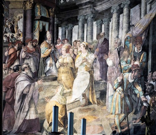 Basiica of San Pietro in Vincoli, apse paintings - Empress Licinia Eudoxia Giving the Chains of St. Peter to Pope Leo I, Jacopo Coppi