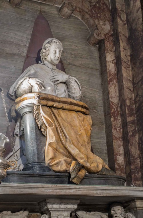 Pietro Bracci, tombstone monument of Cardinal Pietro Luigi Carafa, Basilica of Sant’Andrea delle Fratte