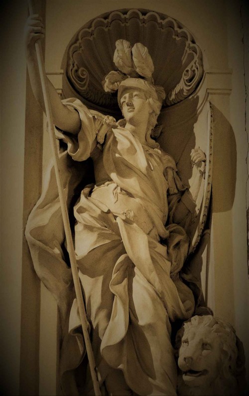 Camillo Rusconi, personification of Courage, Ludovisi Chapel, Church of Sant'Ignazio di Loyola