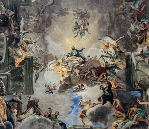 Andrea Pozzo, central part of the painting of the vault – The Apotheosis of St. Ignatius, Church of Sant'Ignazio