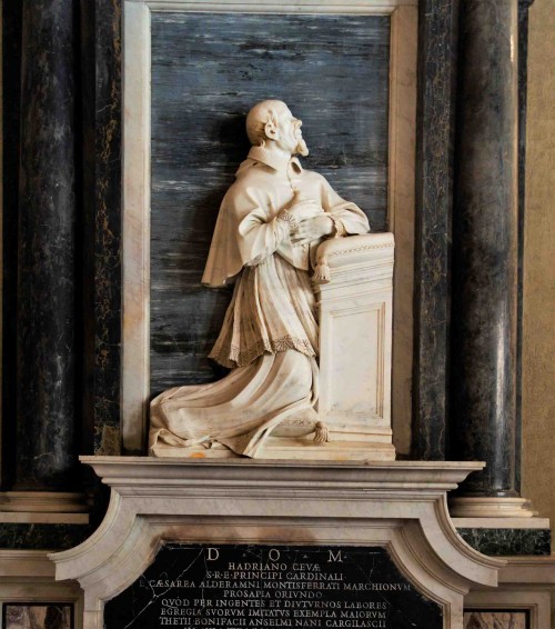 Carlo Rainaldi, design of the tombstone of Cardinal Adriano Ceva, completed by Giuliano Finelli, Baptistery of San Giovanni, Chapel of SS Venantius and Domnius