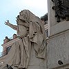 Column of the Immaculate Conception, statue of Ezekiel and the coat of arms of Pius IX – initiator of the statue