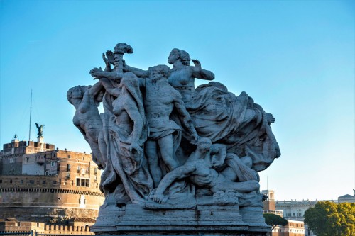 Ponte Vittorio Emanuele II - one of the allegoric groups adorning the bridge (Faith to the Statues)