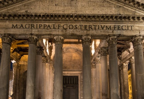 Pantheon, the open roof truss of the temple portico