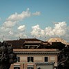 Dome of the Pantheon seen above the roofs of Rome