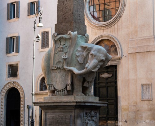 Minerva Obelisk in front of the Basilica of Santa Maria sopra Minerva, sculpture of the elephant by Ercole Ferrata