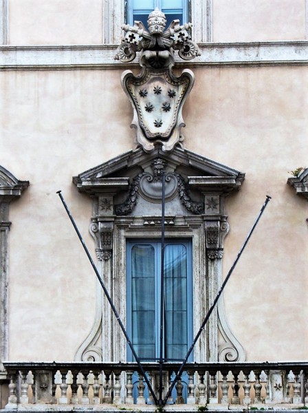 The Altieri family coat of arms (six stars), piano nobile of the Altieri Palace