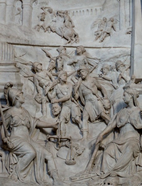 One of the reliefs from the statue of Sixtus V, bounty hunter, Sistine Chapel, Basilica of Santa Maria Maggiore